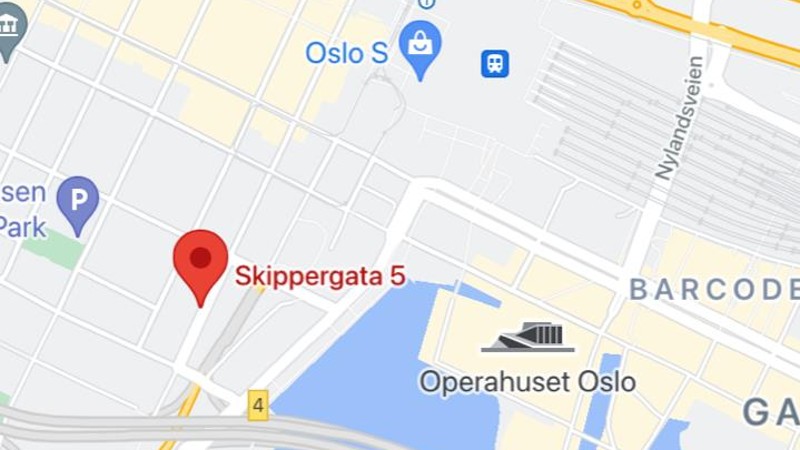 Påstigningsplats Oslo. Skippergata 5, mittemot Clarion Hotel Bastion Påstigningsplats Oslo. Skippergata 5, mittemot Clarion Hotel Bastion